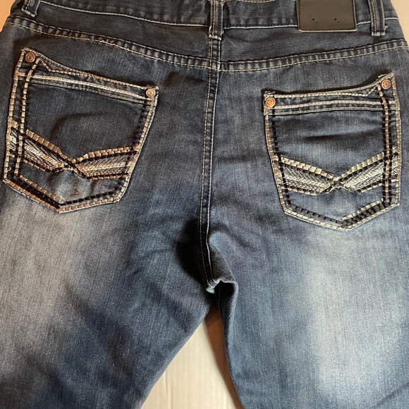 Men’s Mecca Dark Wash Denim Jeans Y2K Everyday Fashion Wear Sz. W38 X L32 - Picture 13 of 15